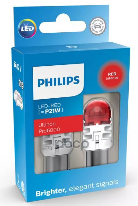 Лампа Сигнальная P21w Led Red 11498 Ru60 12V X2 (К-Т) Philips арт. 11498RU60X2