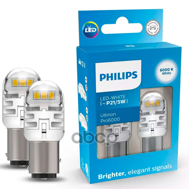 Лампа Сигнальная P21/5W Led White 11499 Cu60 12V X2 (К-Т) Philips арт. 11499CU60X2