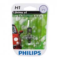 Лампа галогеновая головного света H1 P14.5s Long Life Eco Vision 12V 55W Блистер 1 шт Philips арт. 12258LLECOB1