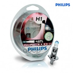 Лампа 12V H1 55W +60% PHILIPS VisionPlus 2 шт. DUOBOX 12258VPS2 Philips арт. 12258VPS2