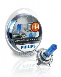 Лампа галогеновая головного света H4 P43t 5000K Diamond Vision 12V 55W Блистер 2 шт Philips арт. 12342DVS2