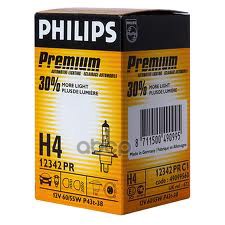 Лампа Philips H4 12V 60/55W P43t PREMIUM Philips арт. 12342pr