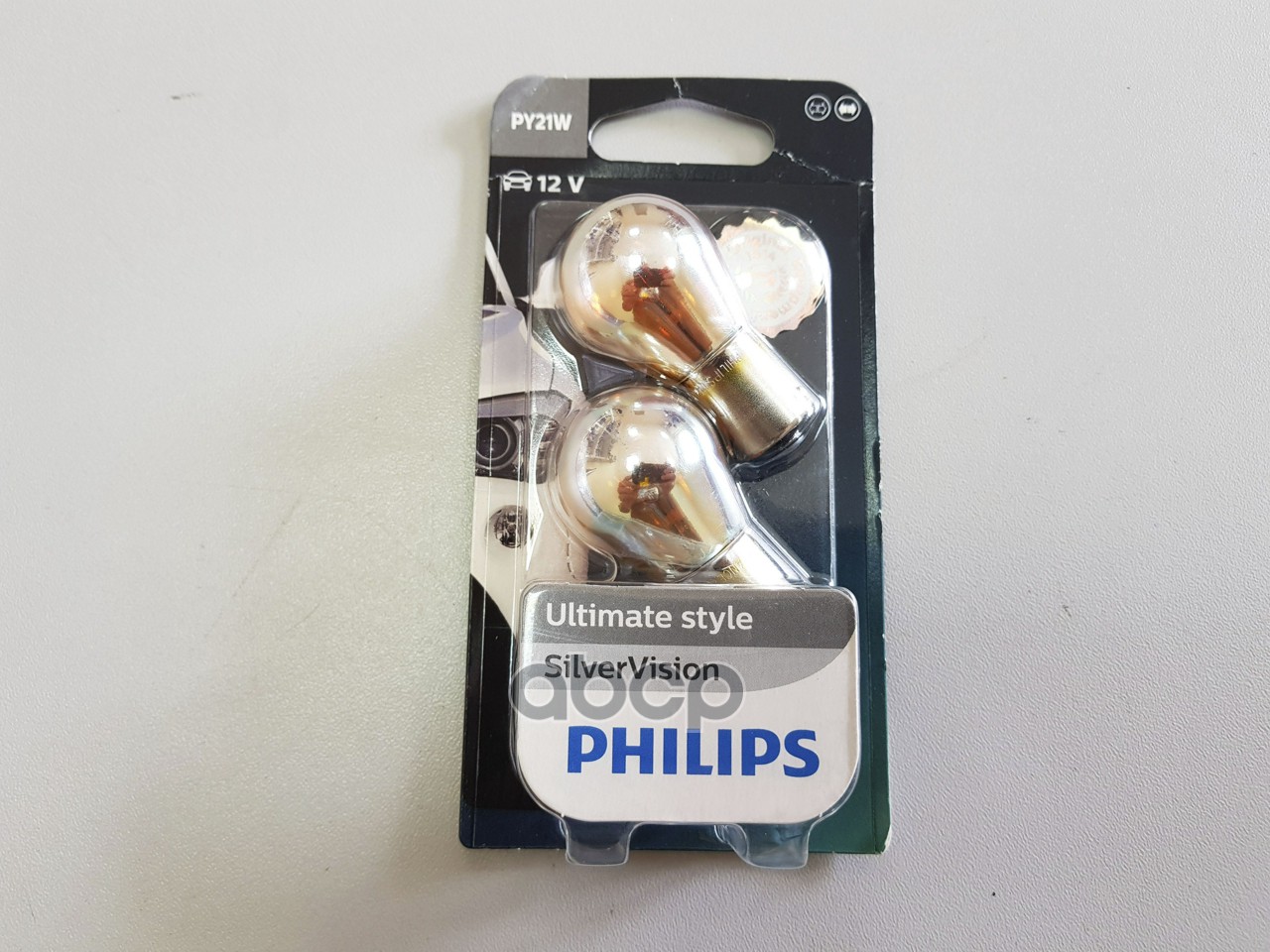 Лампа 12V PY21W 21W PHILIPS SilverVision 2 шт. блистер 12496SVB2 Philips арт. 12496SVB2