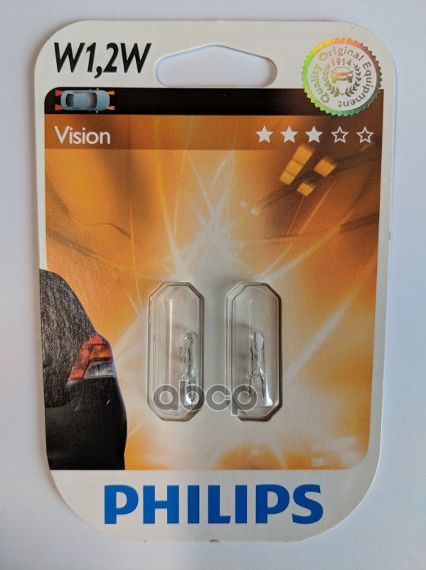 Лампа накаливания приборной панели W1.2W W2x4.6d Vision 12V 1,2W Блистер 2 шт Philips арт. 12516B2