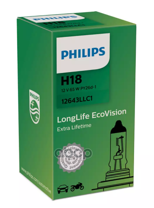 Лампа H18 12V 65W Py26d-1 C1 Philips арт. 12643LLC1