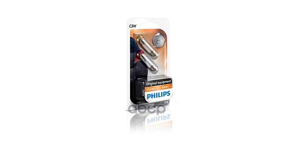 Лампа накаливания сигнальная C5W SV8.5-8 Vision 12V 5W 35 мм Блистер 2 шт Philips арт. 12844B2