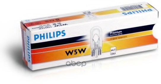 Лампа накаливания сигнальная W5W W2.1x9.5d Vision 12V 5W Картон 10 шт (цена за штуку) Philips арт. 12961CP