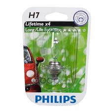 Лампа галогеновая головного света H7 PX26d Long Life Eco Vision 12V 55W Блистер 1 шт Philips арт. 12972LLECOB1