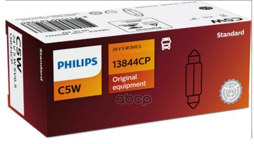 Лампа Накаливания 24V C5w 5W Sv8,5 Philips Standard 1 Шт. Пакет 13844Cp Philips арт. 13844CP
