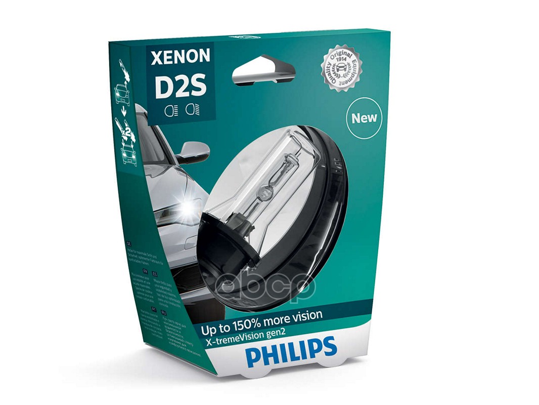 Лампа ксеноновая головного света D2S P32d-2 5000K X-treme Vision 85V 35W Блистер 1 шт Philips арт. 85122XV2S1