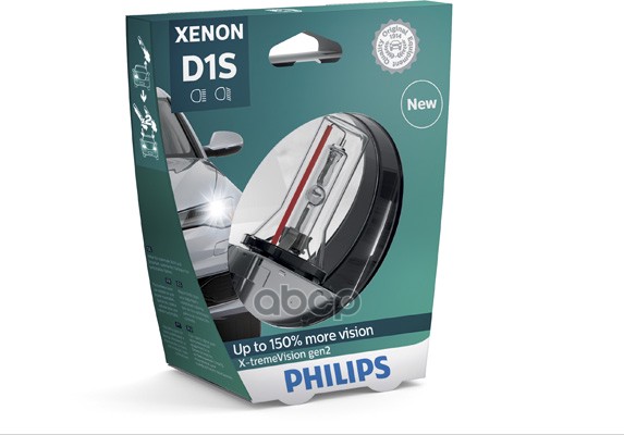 Лампа ксеноновая головного света D1S PK32d-2 4800K X-treme Vision +150 85V 35W Блистер 1шт Philips арт. 85415XV2S1