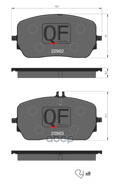 Колодки тормозные дисковые передние к-т MERCEDES-BENZ GLE  GLS QUATTRO FRENI арт. qf509200