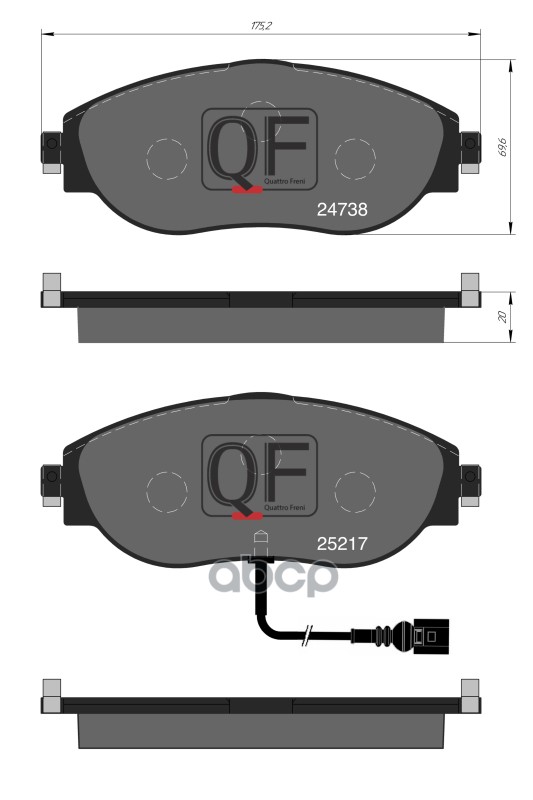 Колодки Тормозные Дисковые К-Т С Электронным Датчиком Износа Передн. Skoda Kodiaq (16-) QUATTRO FRENI арт. qf509720