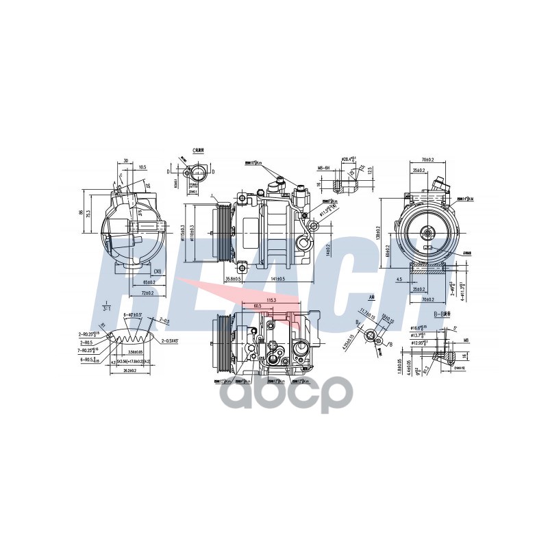 Компрессор кондиционера Mercedes C320 3.2 i (W203) 03/03-07/05 REACH арт. 74-20388