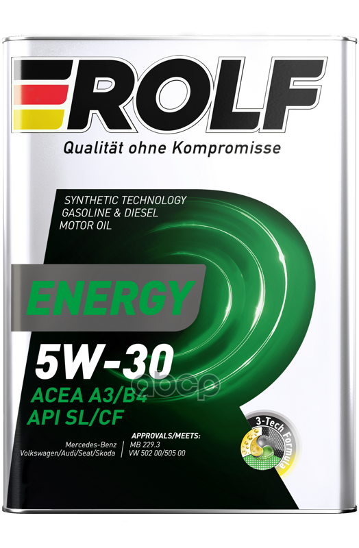 Масло моторное полусинтетическое Energy 5W30 SL/CF, A3/B4 4л ROLF арт. 102097