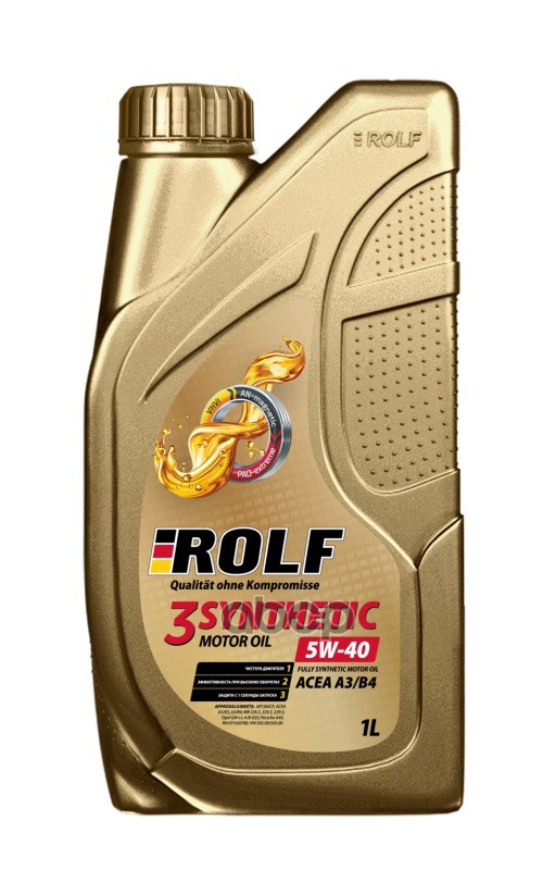 ROLF Масло Моторное Синтетическое 3-Synthetic 5W40 Sn/Cf, A3/B4 Пластик 1Л