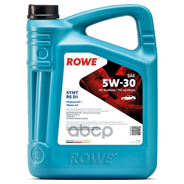 ROWE Масло моторное HIGHTEC SYNT RS D1 5w-30 (5л) 20212005099