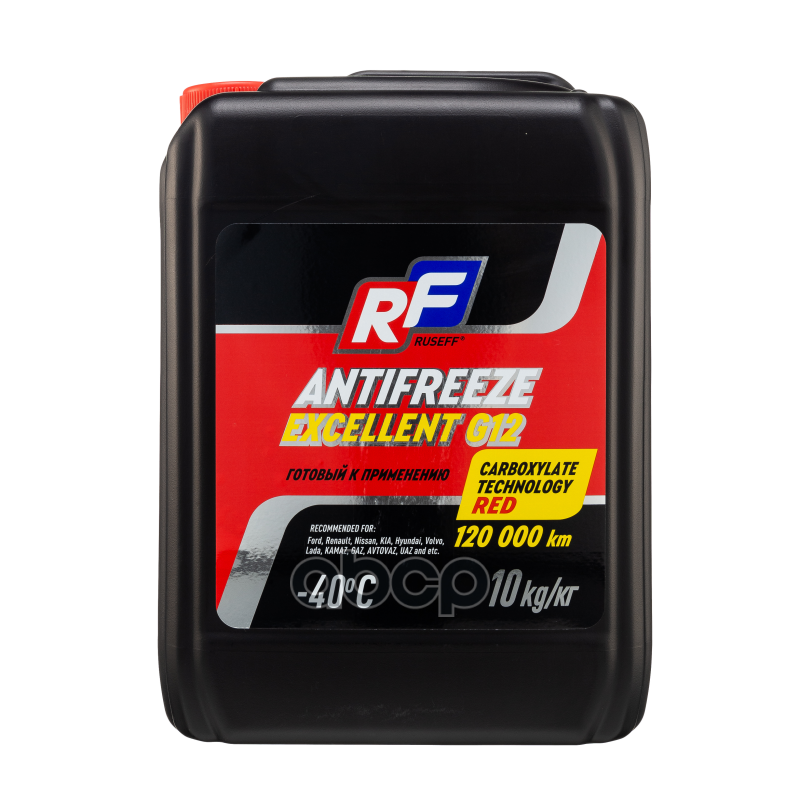 Антифриз, Готовый Раствор Excellent G12, -40°C, Красный, 10Кг RUSEFF арт. 17358N