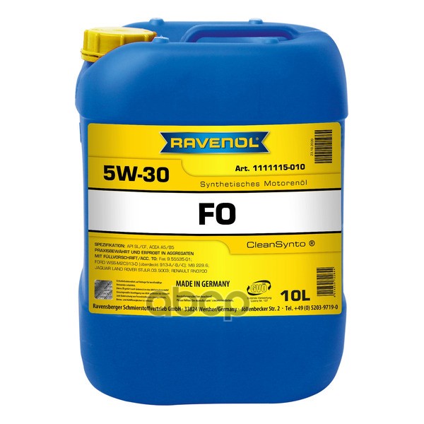 Моторное масло RAVENOL FO SAE 5W-30 ( 10л) Ravenol арт. 4014835722644