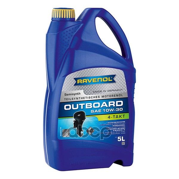 Моторное масло для 4-T лодочных моторов RAVENOL Outboardoel 4T 10W-30 5л (115320300501999) 4014835729056 Ravenol арт. 4014835...