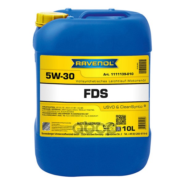 Ravenol Моторное масло RAVENOL FDS 5W-30 10л (111113901001999) 4014835795648