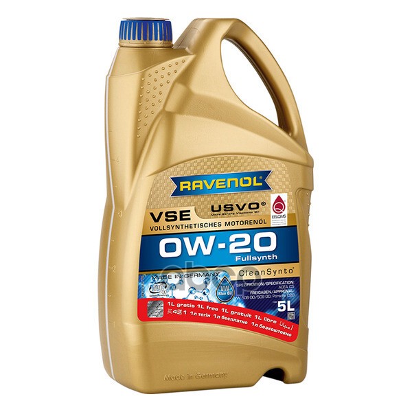 АКЦИЯ Моторное масло RAVENOL VSE 0W-20 (5л) 4+1 4014835877931 Ravenol арт. 4014835877931