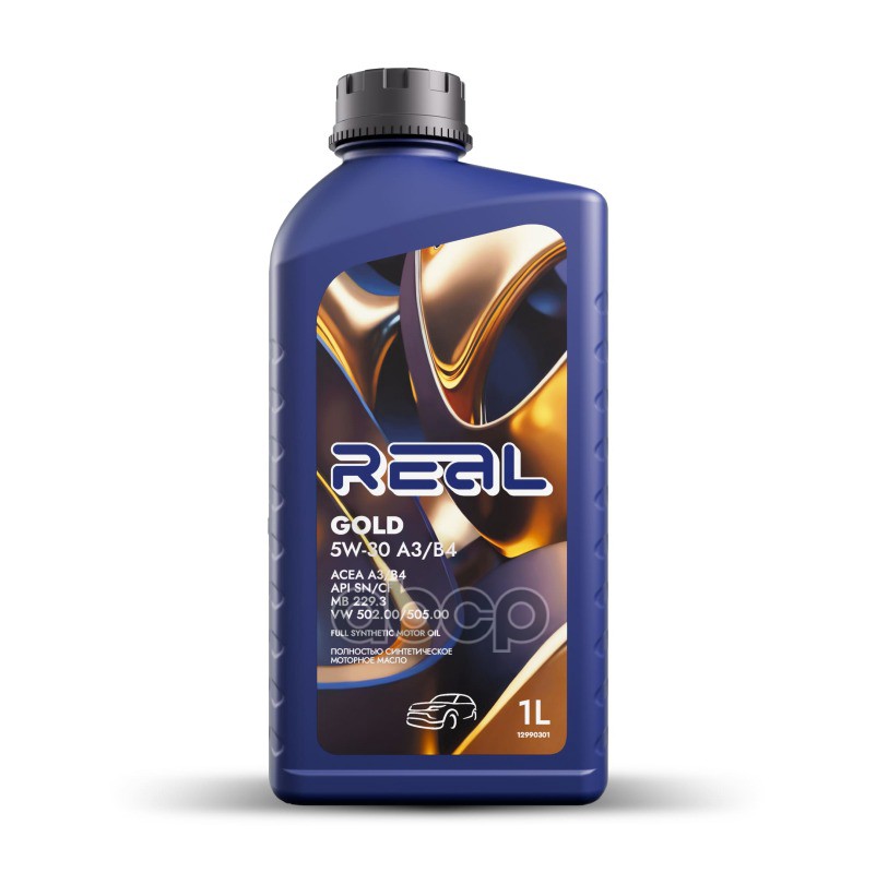 Real Масло моторное ACEA A3/B4 API CF, SN BMW LONGLIFE-01 MB 229.3 VW 505.00, 502.00 GOLD 5W30 A3/B4 1Л