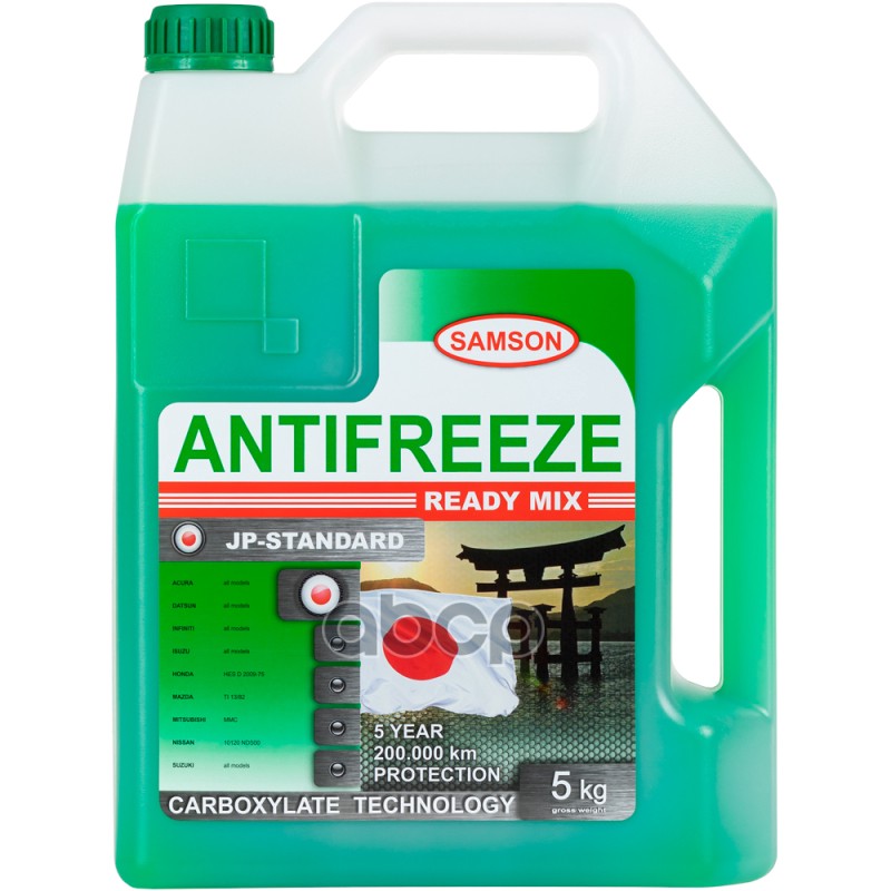 Антифриз, Готовый Раствор Japan-Standard Зелёный -37°C, 5Кг SAMSON арт. 803283