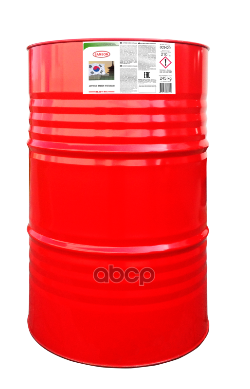 Антифриз, Готовый Раствор Korea-Standard Зелёный -37°C, 210Л SAMSON арт. 803429