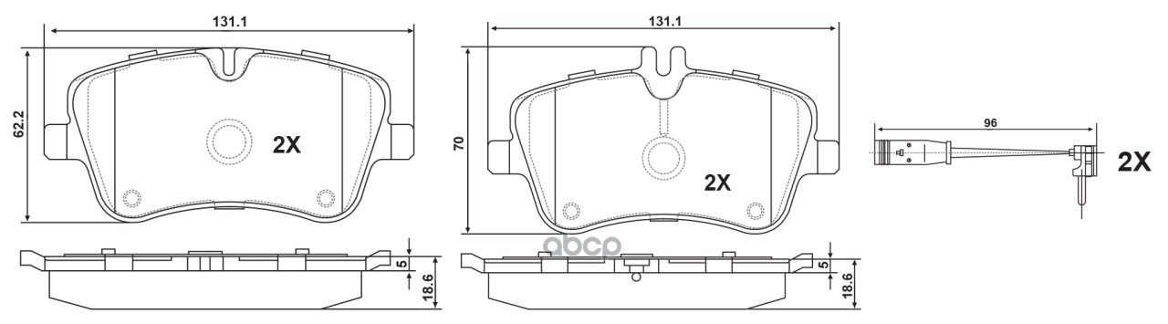 Колодки тормозные дисковые передние к-т MERCEDES-BENZ C 180 2.0 00-02/ 1.8 02-07/ C 200 2.0 00-02/ 2 SB Nagamochi арт. bp31199w