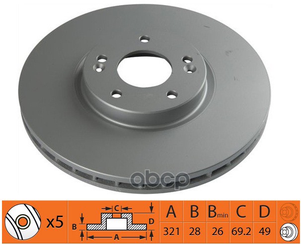 Диск тормозной передний HYUNDAI SANTA FE (SM) 05-06/(CM) 06- BR11121T SB Nagamochi арт. BR11121T