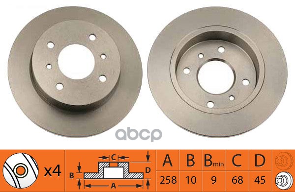 Диск тормозной задний NISSAN ALMERA (N16) 00-/PRIMERA (P10/P11) 90-02 BR22110 SB Nagamochi арт. BR22110