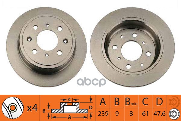 Диск тормозной задний HONDA JAZZ 02- BR28104 SB Nagamochi арт. BR28104