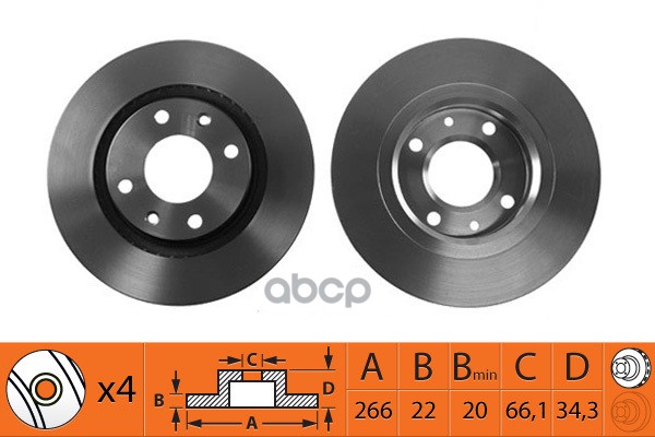 Диск тормозной передний вентилируемый 266мм SB Nagamochi арт. BR42105T