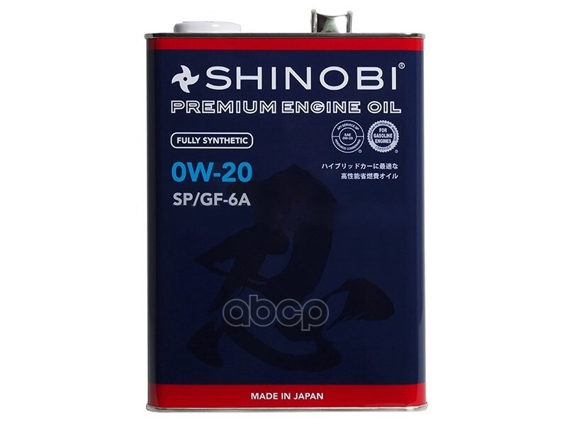 Масло моторное синтетическое SHINOBI SP/GF-6A 0W-20 4L SHINOBI арт. SH0004