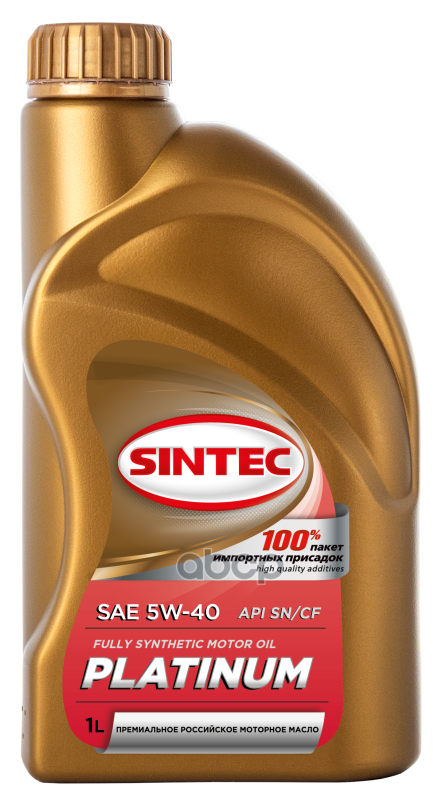 SINTEC Масло Моторное Синтетическое Platinum 5W40 Api Sn/Cf Acea A3/B4 1Л