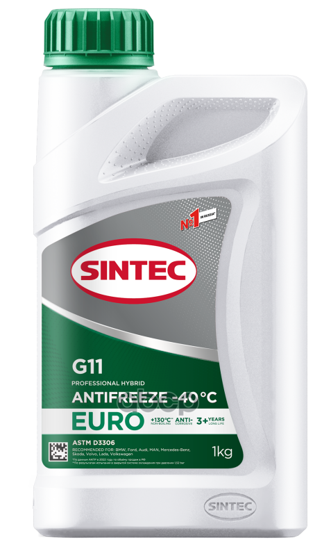 Антифриз Sintec EURO G11 готовый -40 зеленый 1 кг 990553 SINTEC арт. 990553