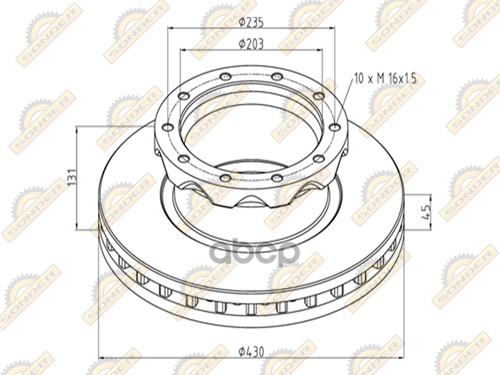 Диск Тормозной 430*45*131*230*235 N10*16*1.5 Scanianeoplanevobusbova (О.н.b221412) SONDER арт. 160050088