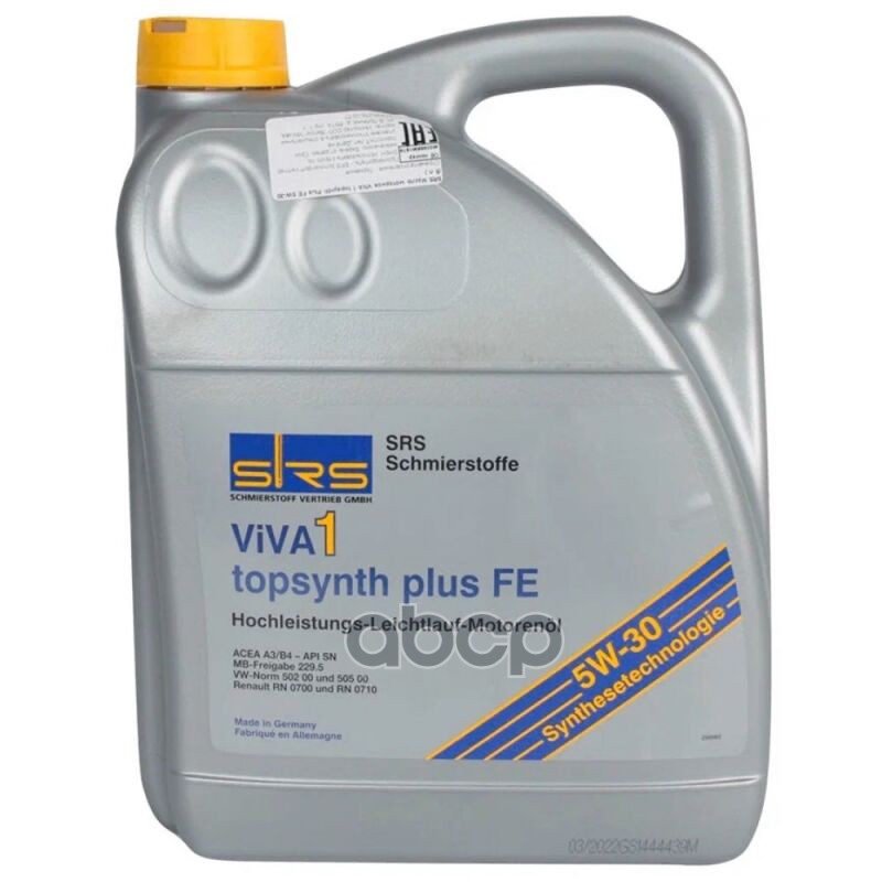 SRS Масло Моторное Viva 1 Topsynth Plus Fe 5W30 Синт.5л Srs 4033885001875
