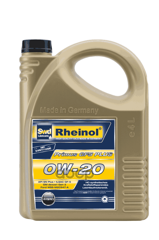 Масло моторное Primus GF5 Plus 0W-20  4л SWD Rheinol арт. 31148,485