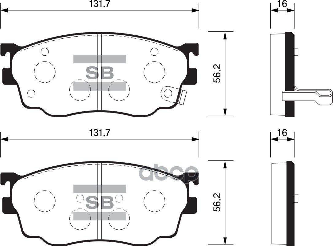 Колодки тормозные дисковые передние Серия:HI-Q MAZDA PREMACY (CP), BESTURN (FAW) B50 Sangsin brake арт. SP1529