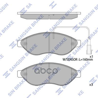 Колодки тормозные дисковые Citroen Jumper, Fiat Ducato, Peugeot Boxer 2.2HDi 06 SP1904 Sangsin brake арт. SP1904