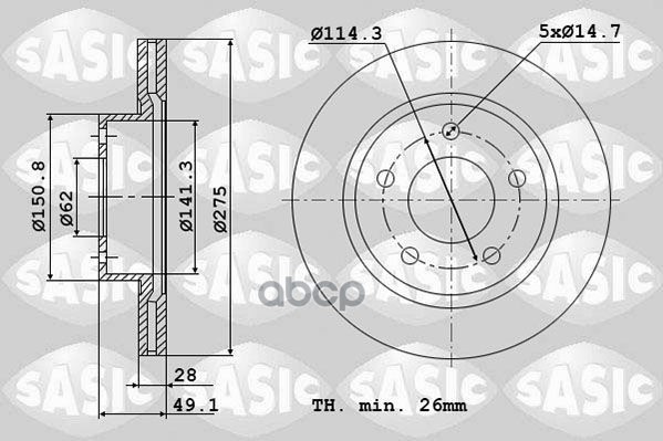 Диски Тормозные Комплект 2Шт 6106063 Sasic арт. 6106063