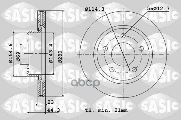 Диски тормозные комплект 2шт HYUNDAI ELANTRA MD, UD11-/VELOSTER FS/KIA CEE'D JD 15- 6106228 Sasic арт. 6106228