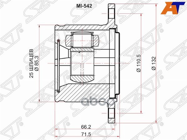 Шрус (Спереди/ Справа/ Внутр) Mitsubishi Delica 89-07 / Pajero 81-00 / L300 87-98 / L400 94-06 Sat арт. MI-542