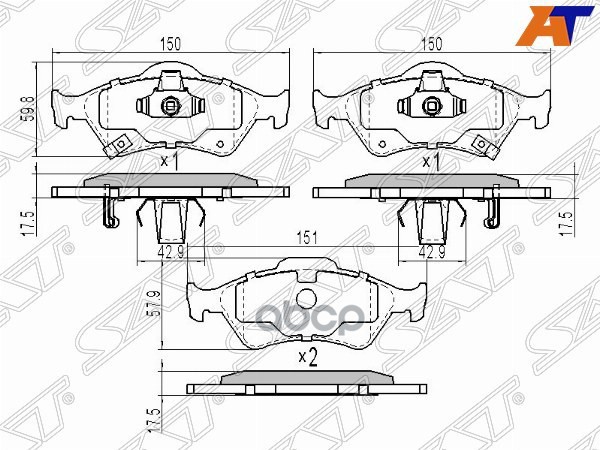 Колодки Тормозные Перед Toyota Yaris 05- Sat арт. ST-04465-0D050