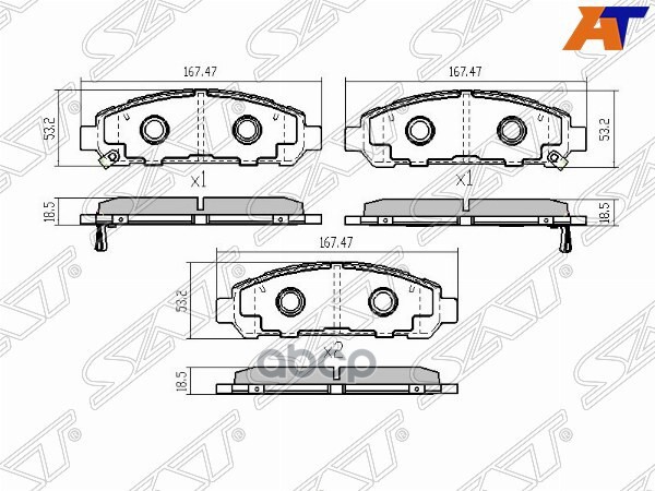 Колодки тормозные (Спереди) Toyota Venza 08- Sat арт. ST-04465-0T010