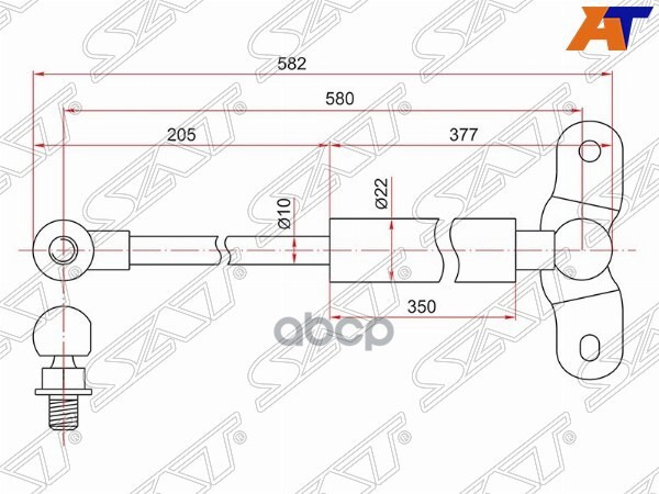 Амортизатор крышки багажника Honda Odyssey 98-04 (Слева) Sat арт. ST-04746-S3N-000