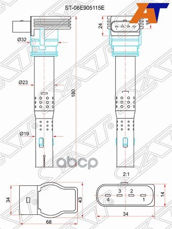 Катушка зажигания VAG A4/6/Q7/PASSAT V Sat арт. ST-06E905115E
