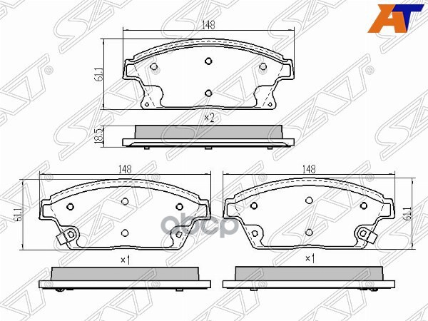 Колодки тормозные (Спереди) Chevrolet Aveo 16- / Opel Astra 09-15 Sat арт. ST-13301234